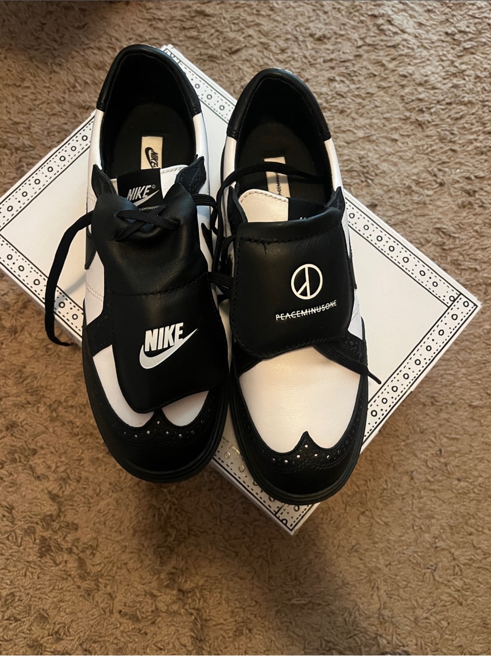 Nike Black and White PEACEMINUSONE Golf-Inspired Sneakers